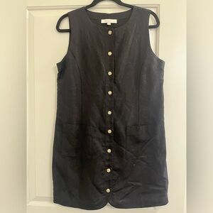 LOFT Black Button-Front Dress